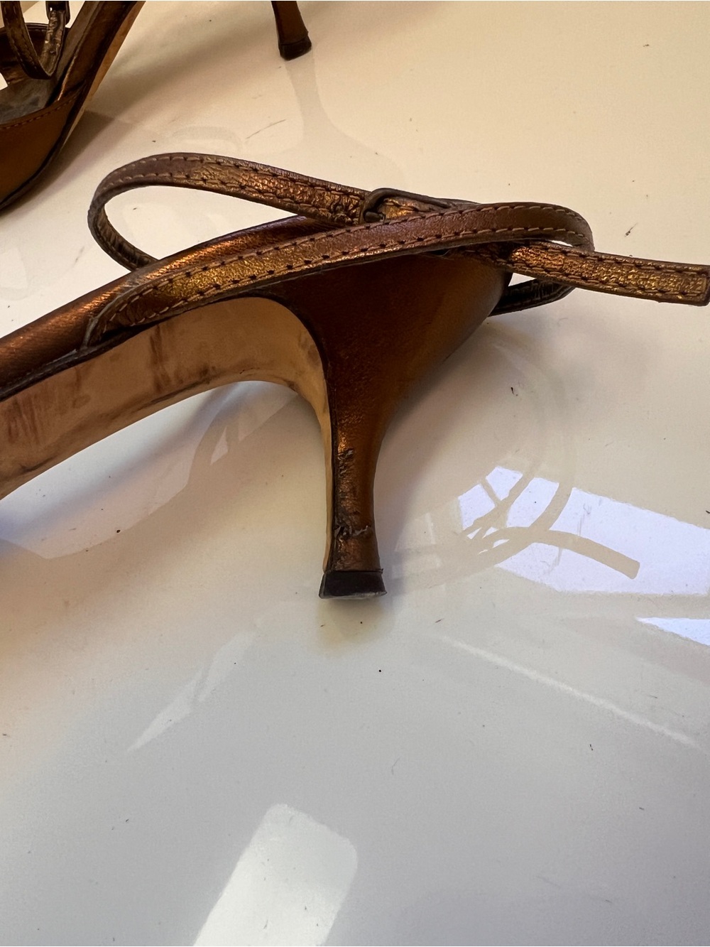 Anne Klein Bronze Brown Strappy Heeled Sandals - Picture 4 of 5